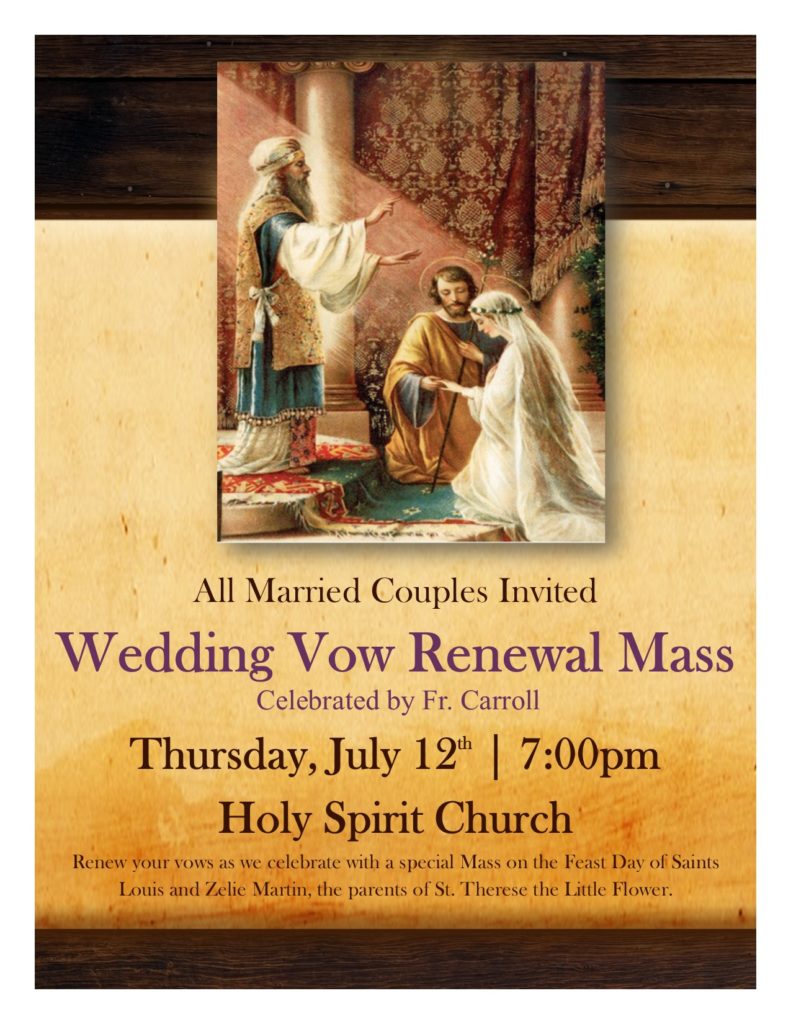 Bulletin Wedding Vow Renewal w Picture Holy Spirit Parish