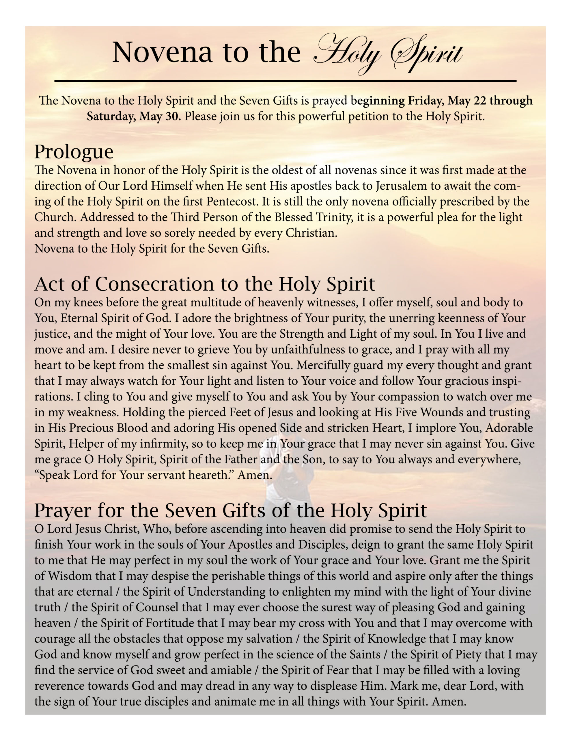 The Novena to the Holy Spirit - Holy Spirit Parish